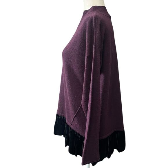 WRAP Designed in London Plum 100% Merino Wool w/Silk Blend Ruffle Size 10 - Picture 6 of 8